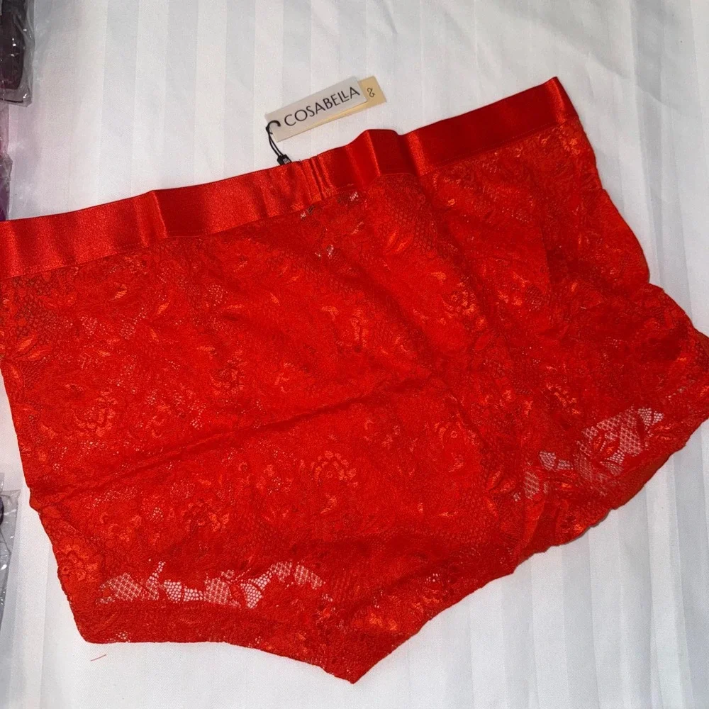 Cosabella Never Say Never Form Classic Trunk Lace Red‎ Men's NWT Size XL